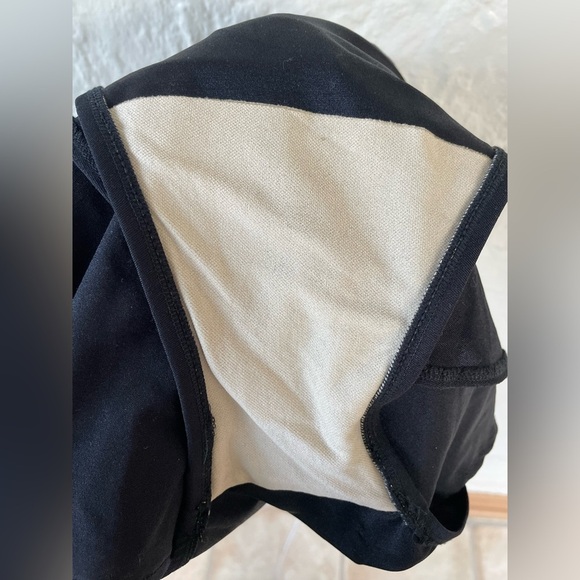 Black bikini bottom flouncy skirt with gold details along wide waist line;size M - Picture 4 of 4